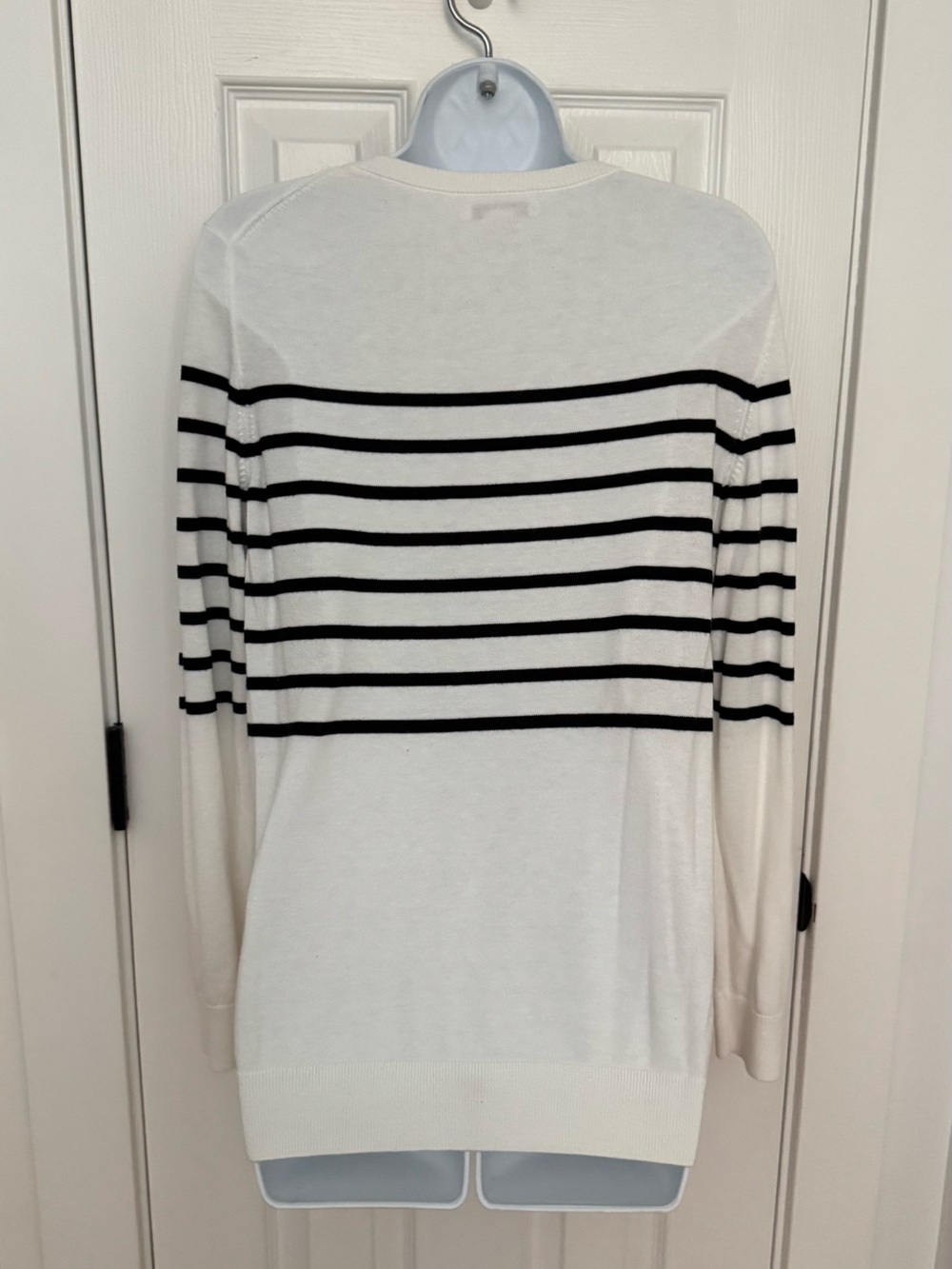 Amazon Essentials White Crewneck Sweater with Black Stripes - Picture 2 of 4